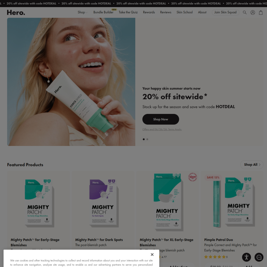 herocosmetics.us homepage screenshot