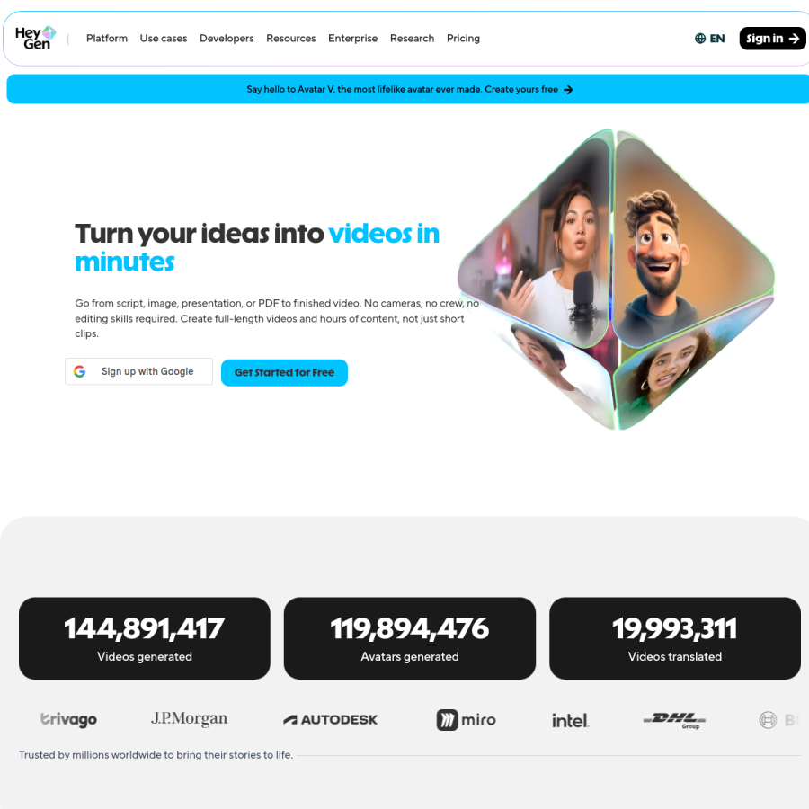 heygen.com homepage screenshot