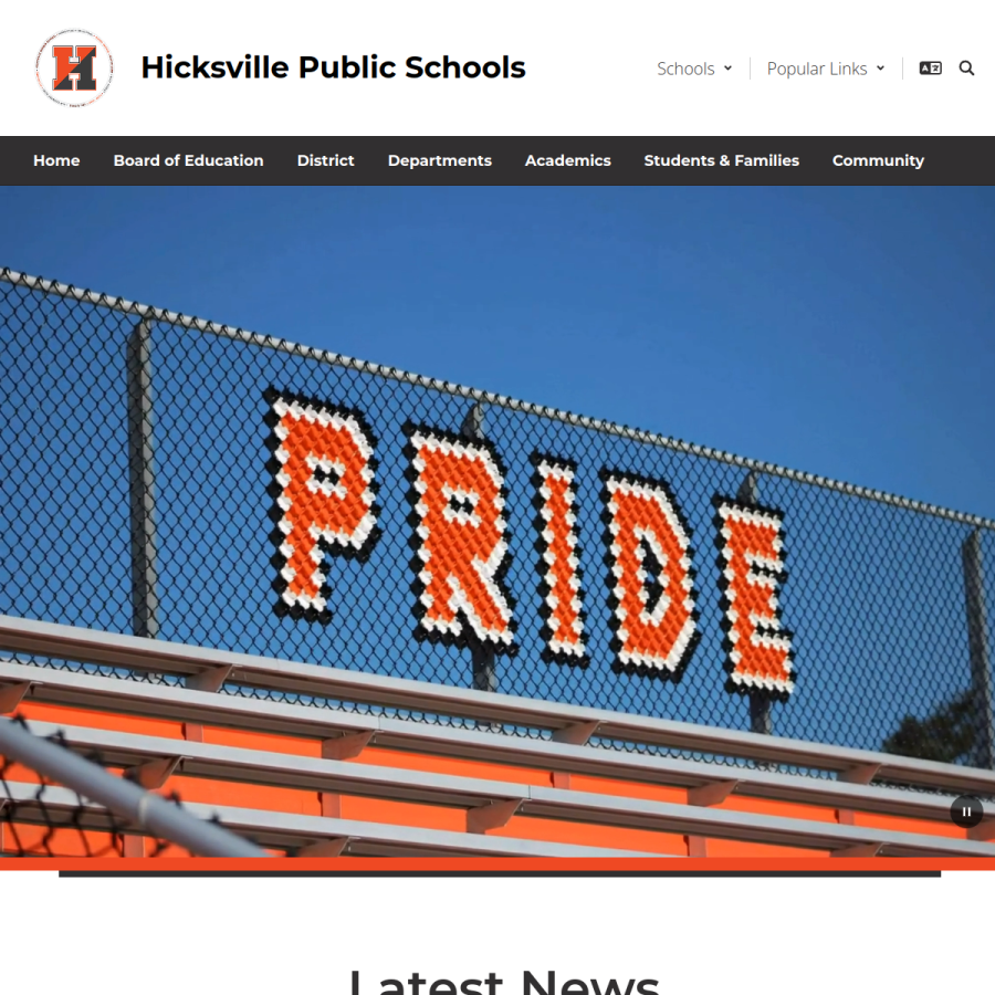 hicksvillepublicschools.org homepage screenshot