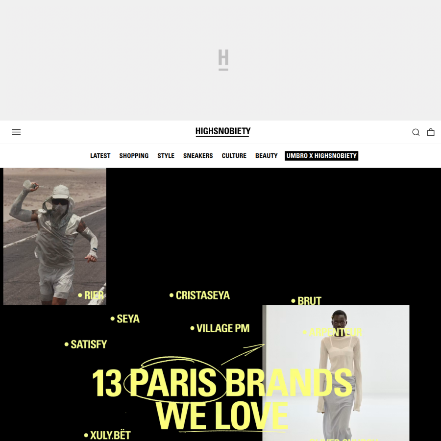 highsnobiety.com homepage screenshot