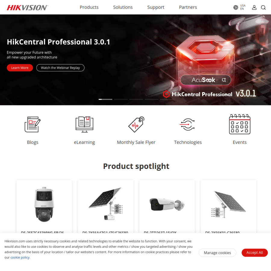 hikvision.com homepage screenshot