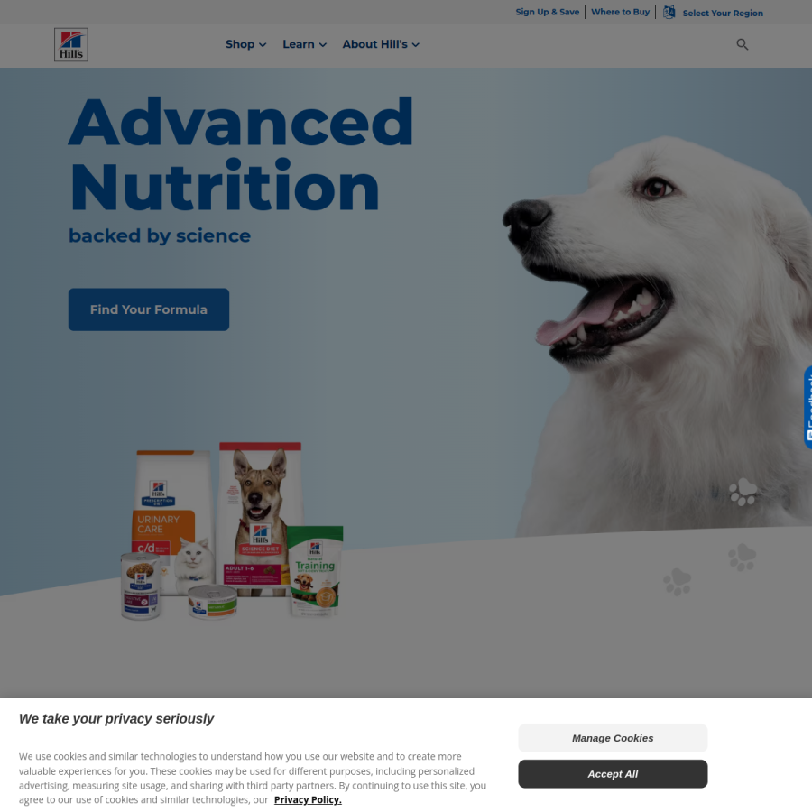 hillspet.com homepage screenshot