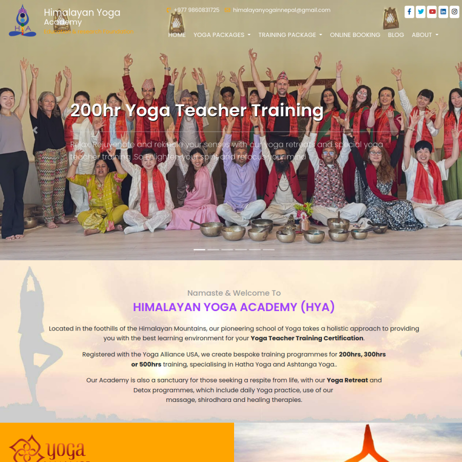himalayanyoganepal.com homepage screenshot