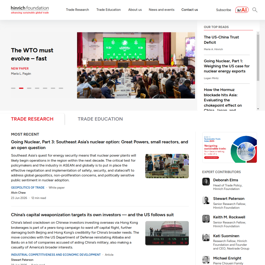 hinrichfoundation.com homepage screenshot