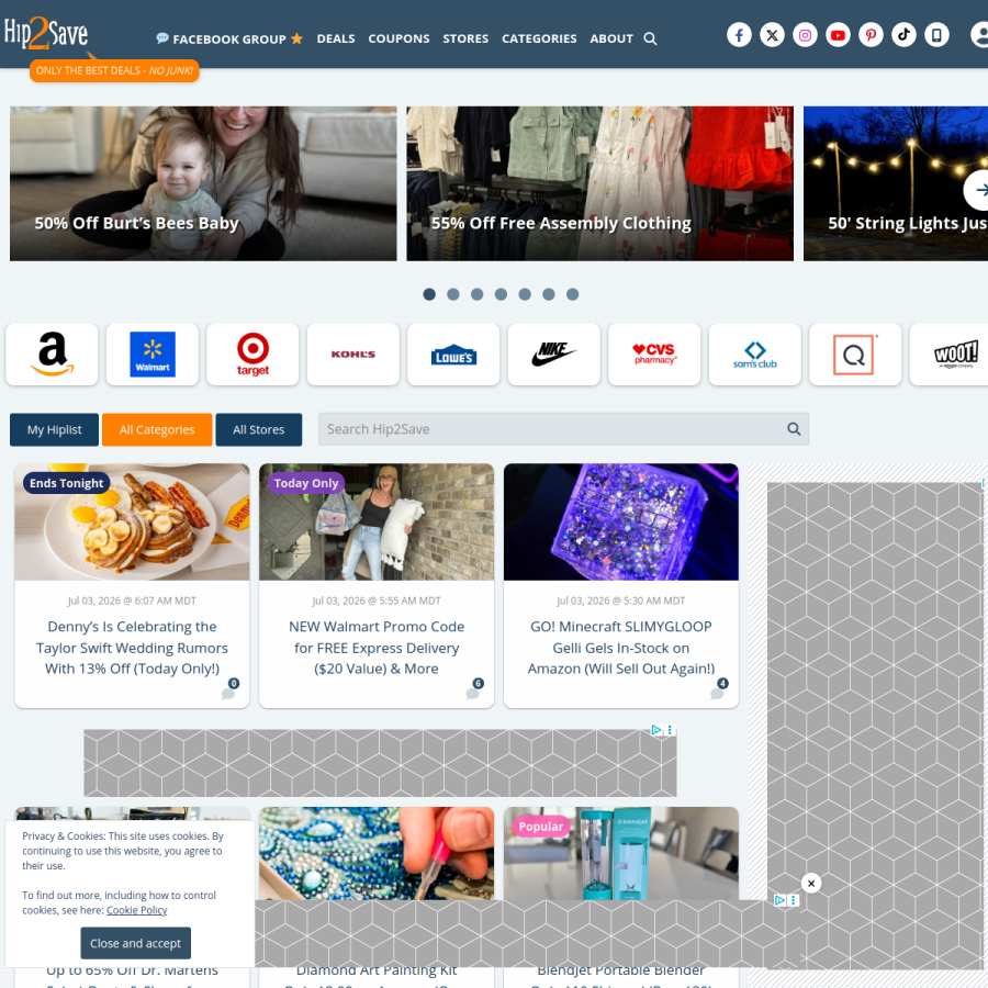 hip2save.com homepage screenshot
