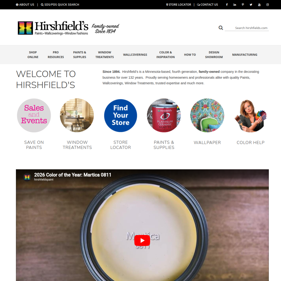 hirshfields.com homepage screenshot