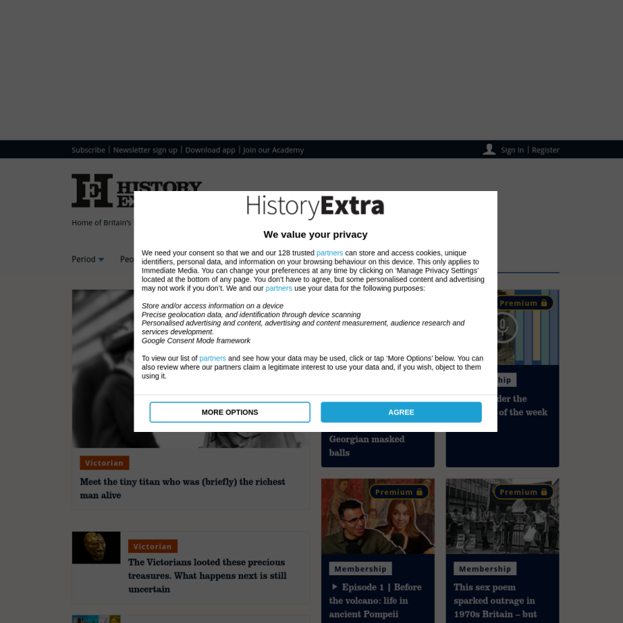 historyextra.com homepage screenshot