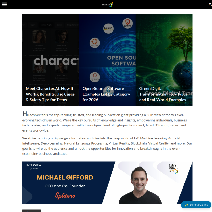 hitechnectar.com homepage screenshot