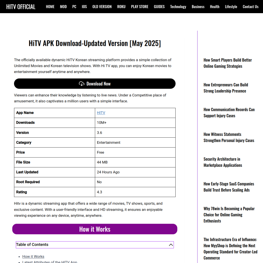 hitvofficial.com homepage screenshot