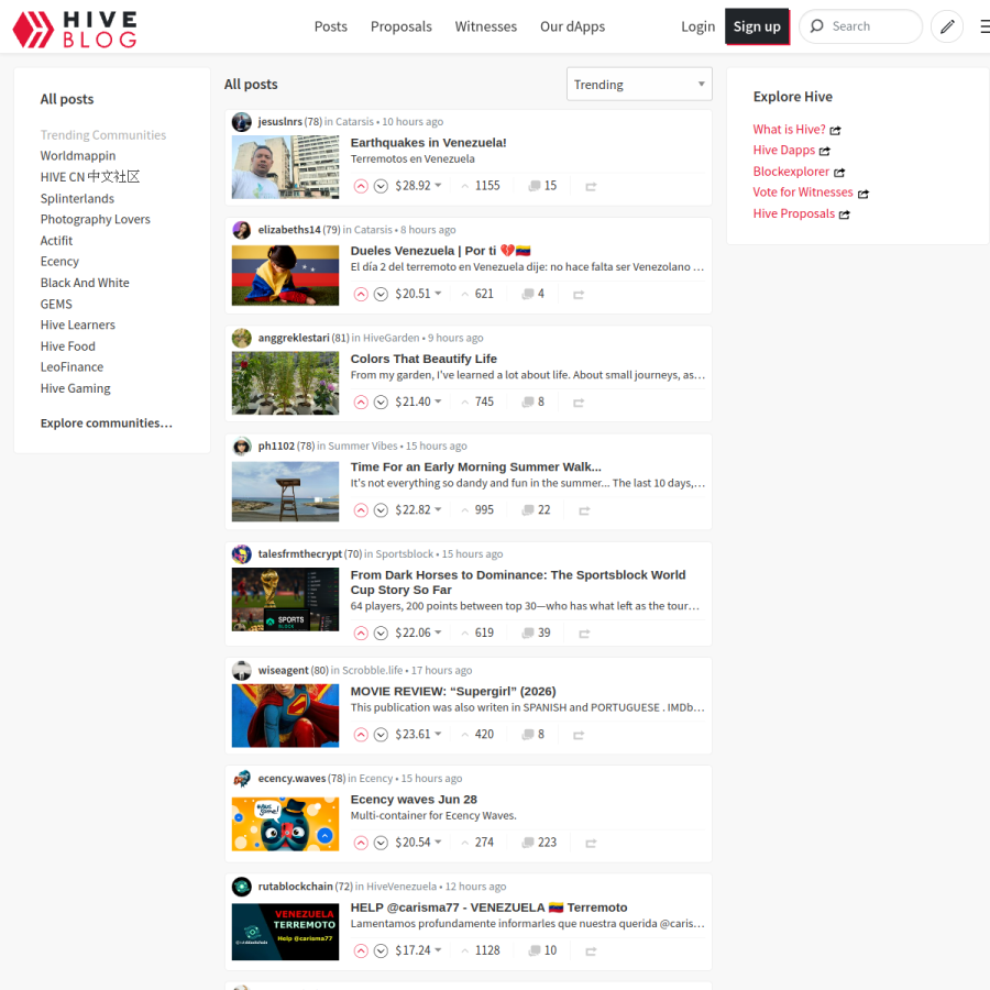 hive.blog homepage screenshot