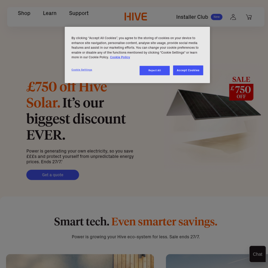 hivehome.com homepage screenshot
