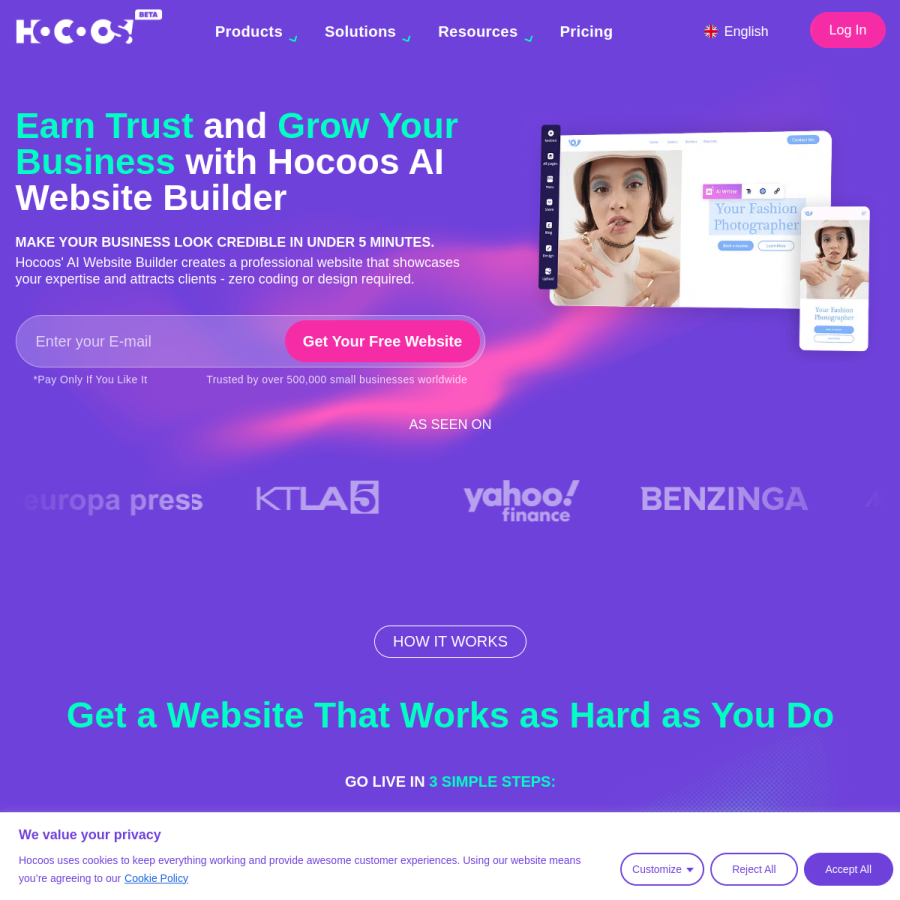 hocoos.com homepage screenshot