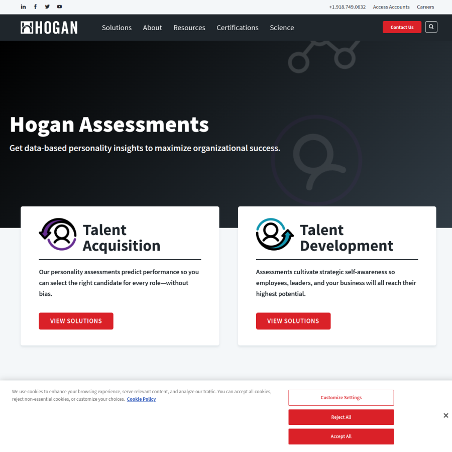 hoganassessments.com homepage screenshot
