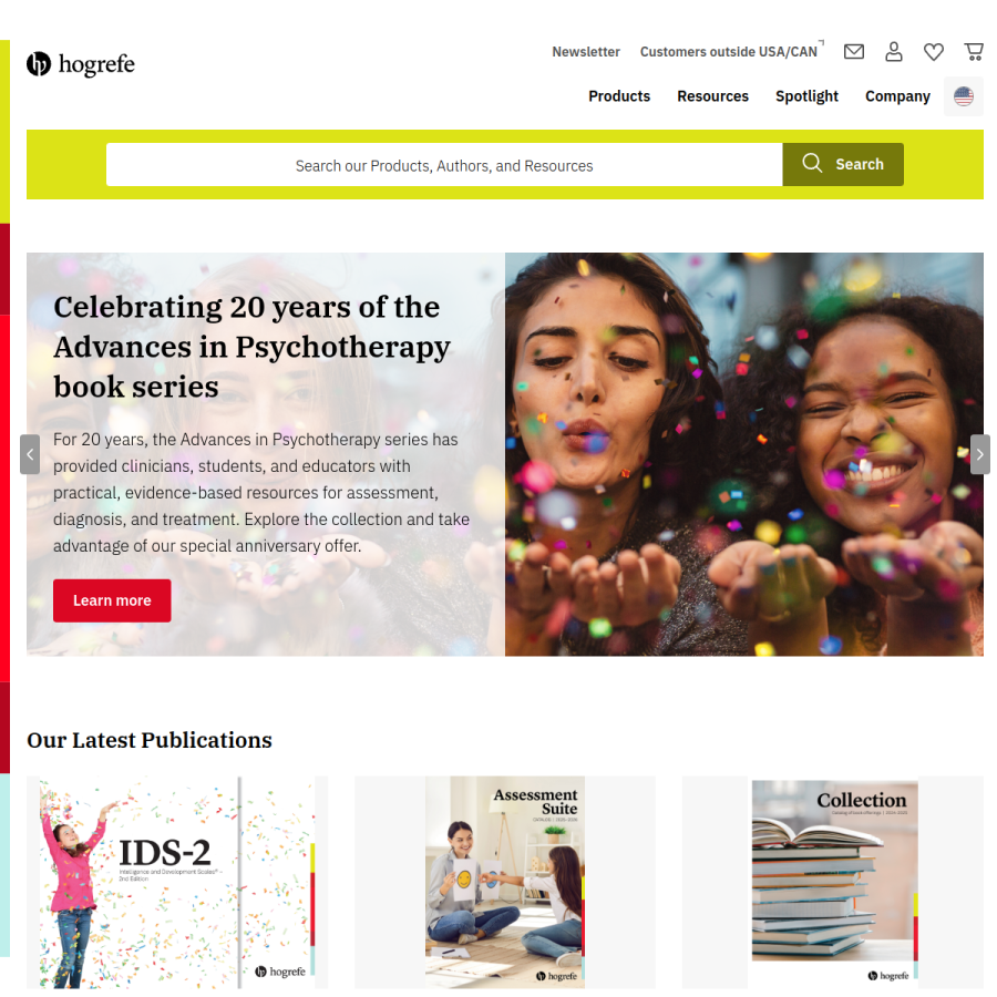 hogrefe.com homepage screenshot