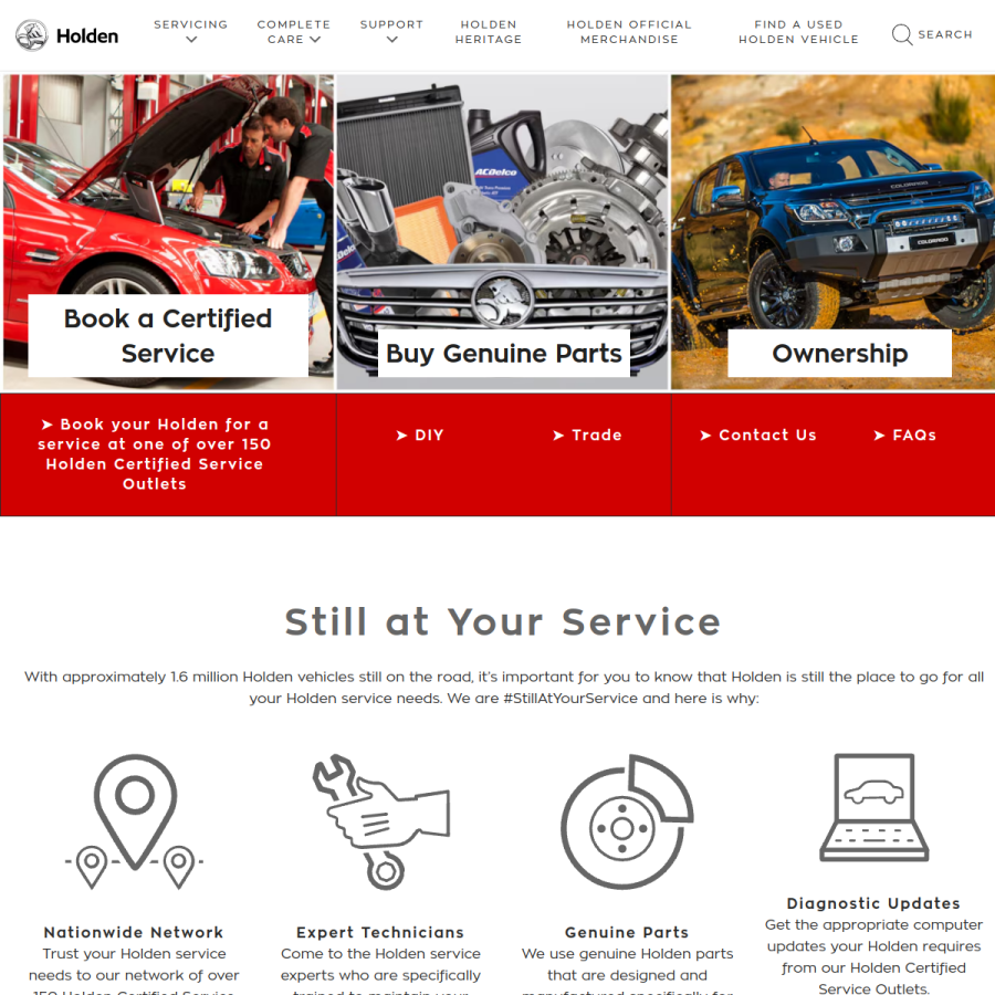 holden.com.au homepage screenshot