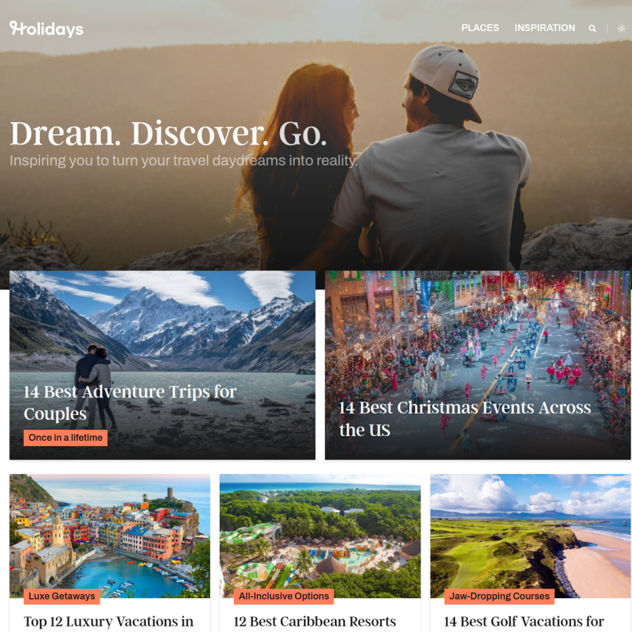 holidays.com homepage screenshot