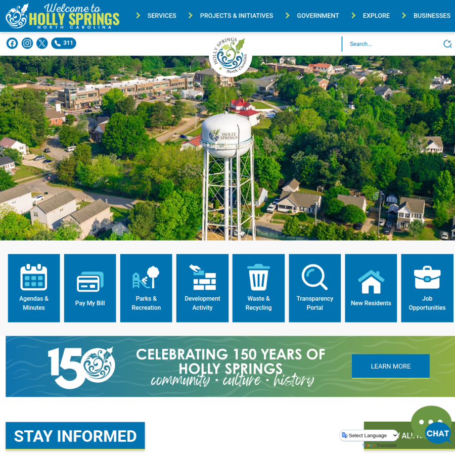 hollyspringsnc.gov homepage screenshot