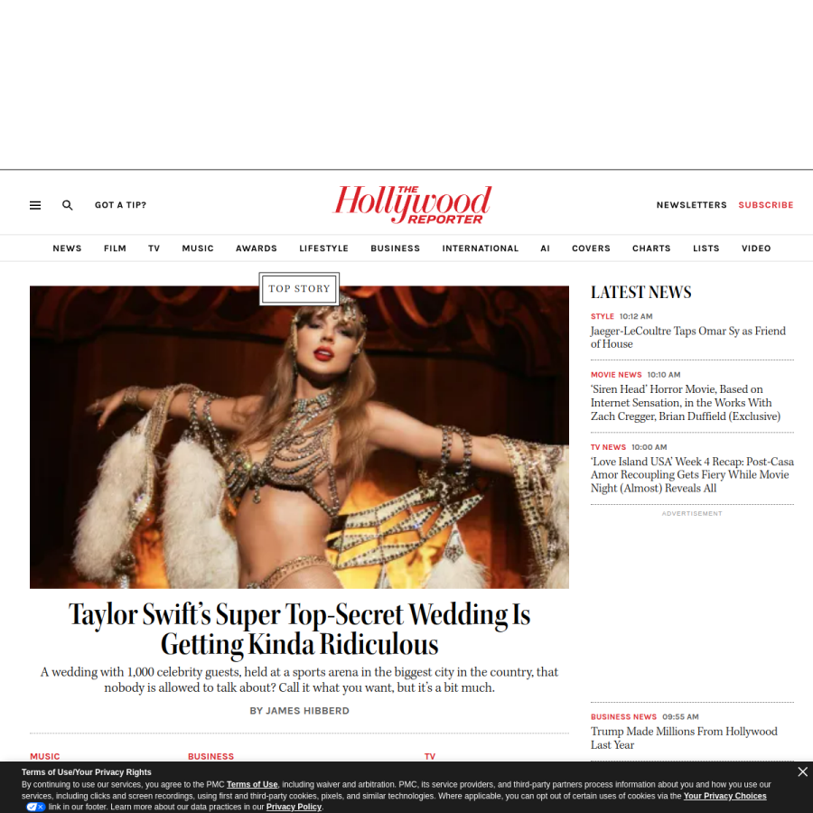 hollywoodreporter.com homepage screenshot