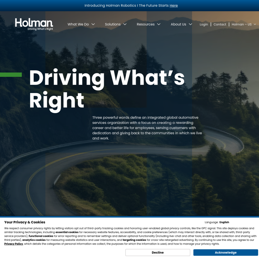 holman.com homepage screenshot