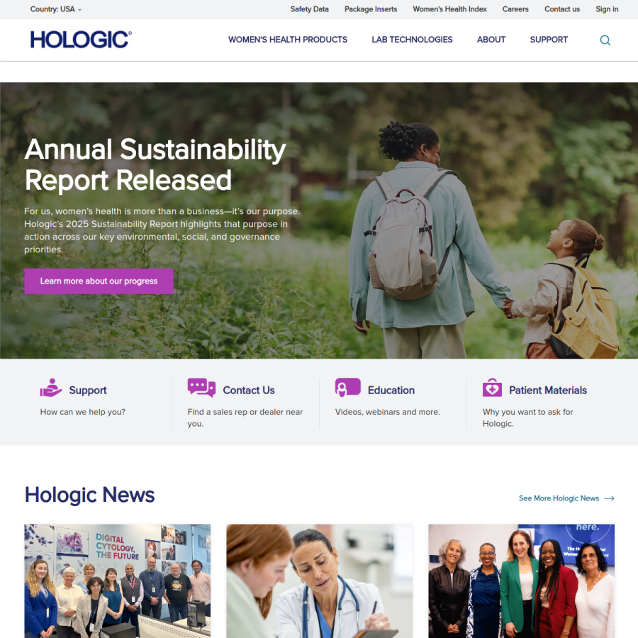 hologic.com homepage screenshot