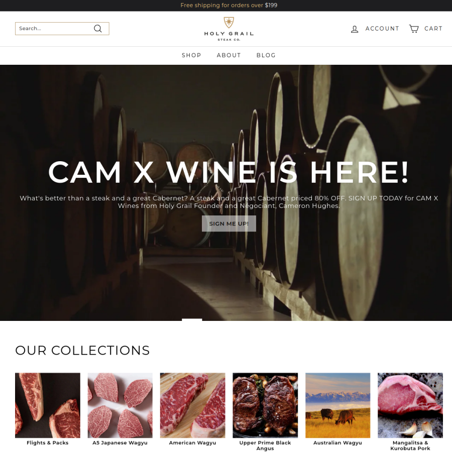 holygrailsteak.com homepage screenshot