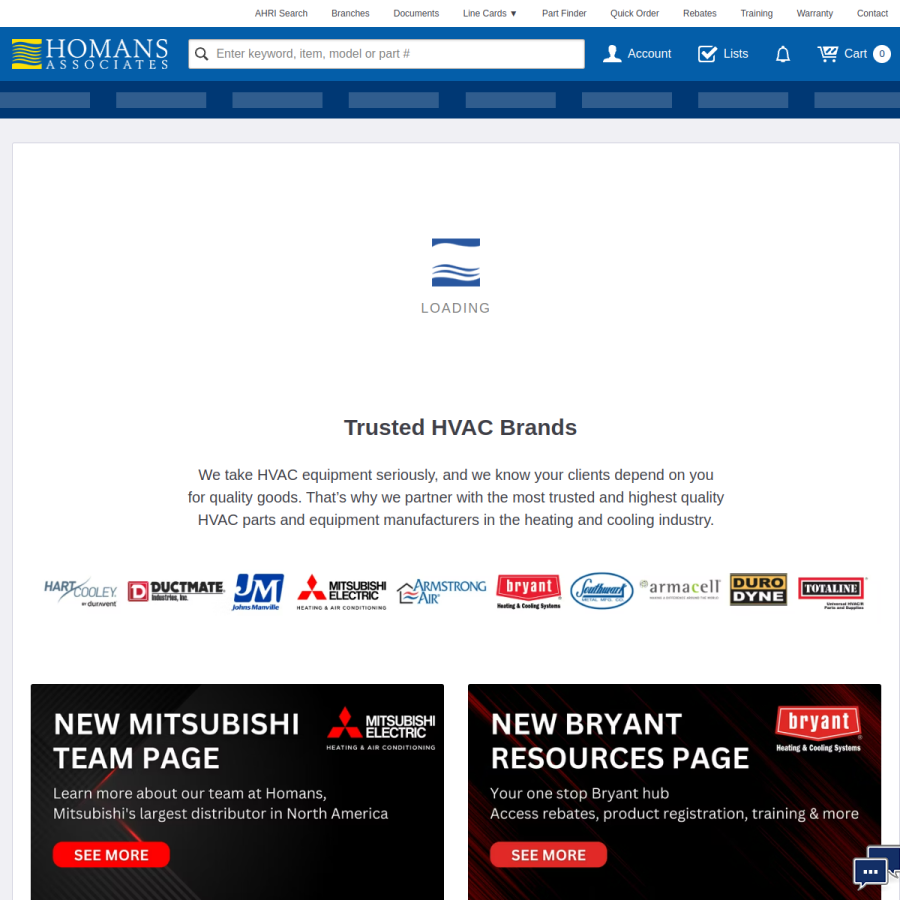 homans.com homepage screenshot
