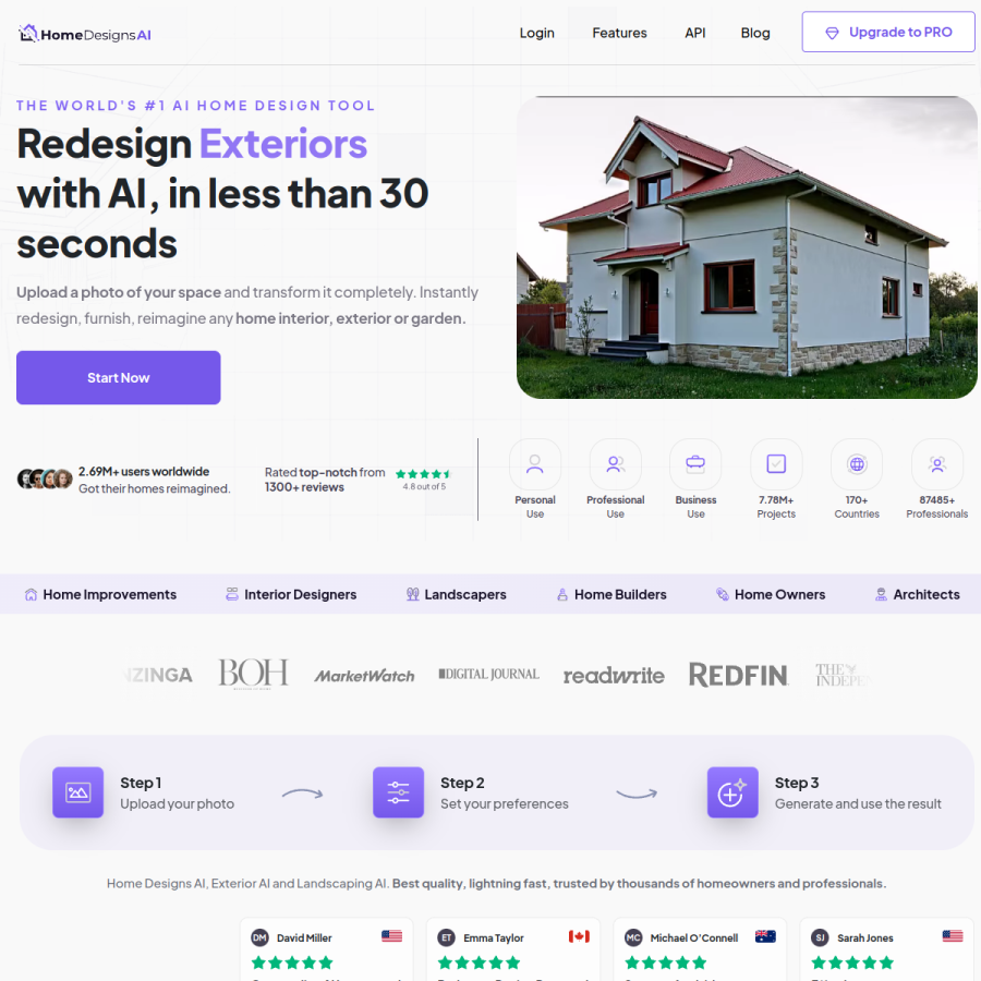 homedesigns.ai homepage screenshot