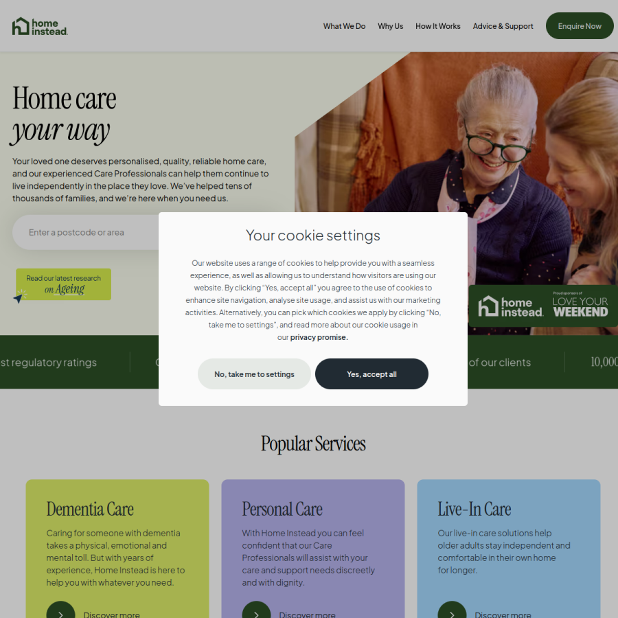 homeinstead.co.uk homepage screenshot