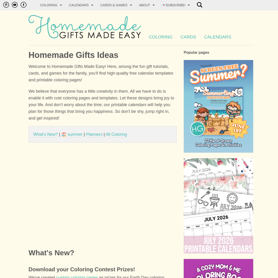 homemade-gifts-made-easy.com homepage screenshot