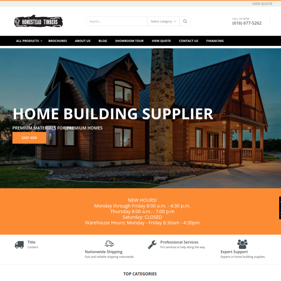 homesteadtimbers.com homepage screenshot