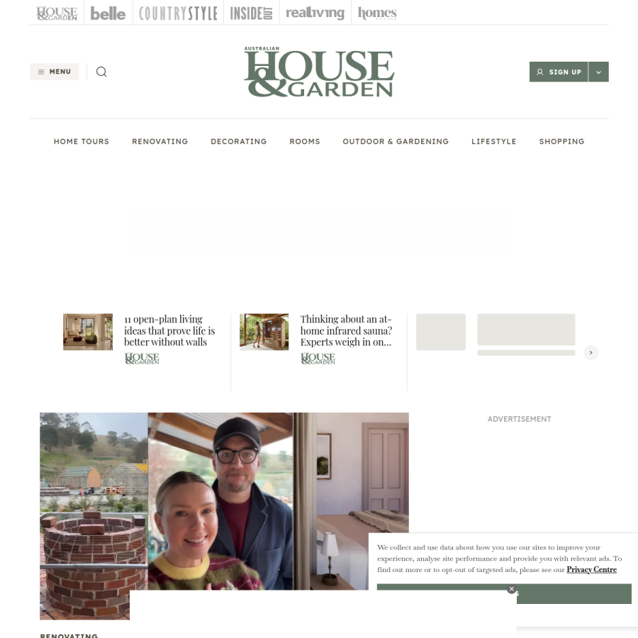 homestolove.com.au homepage screenshot