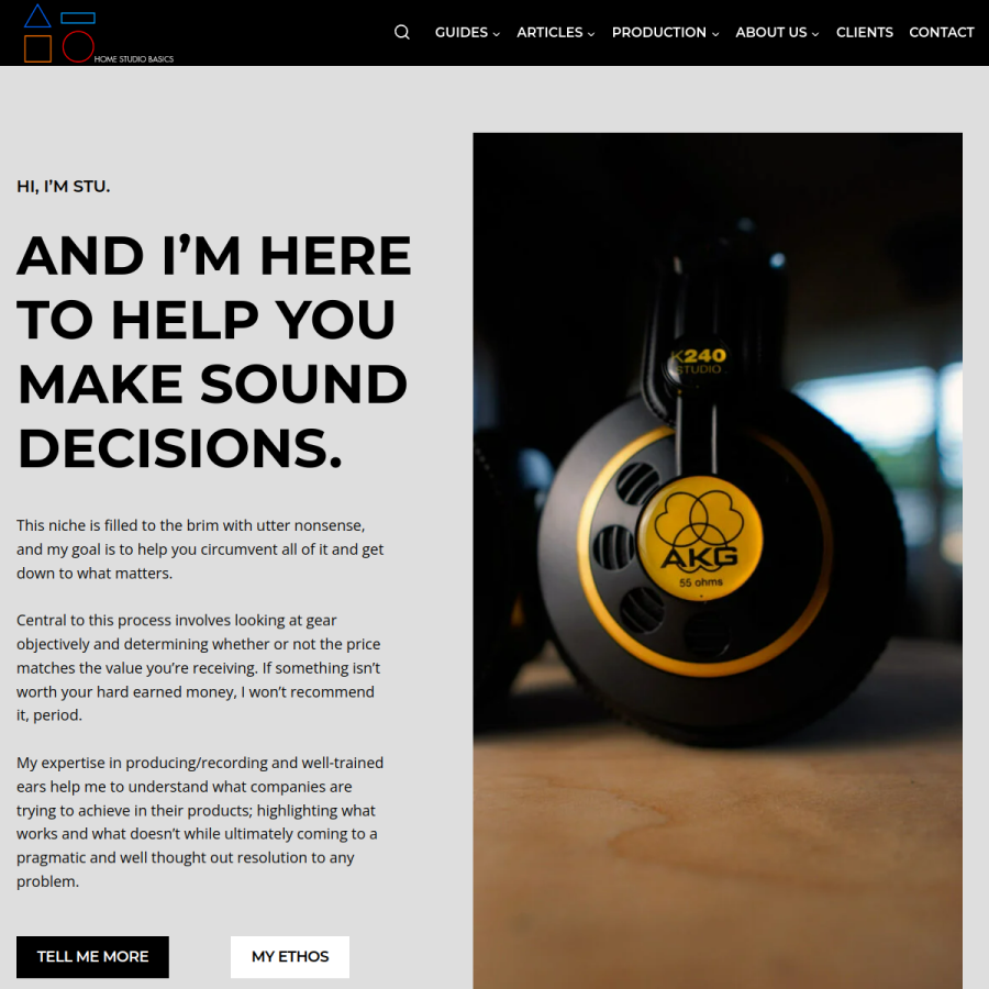homestudiobasics.com homepage screenshot