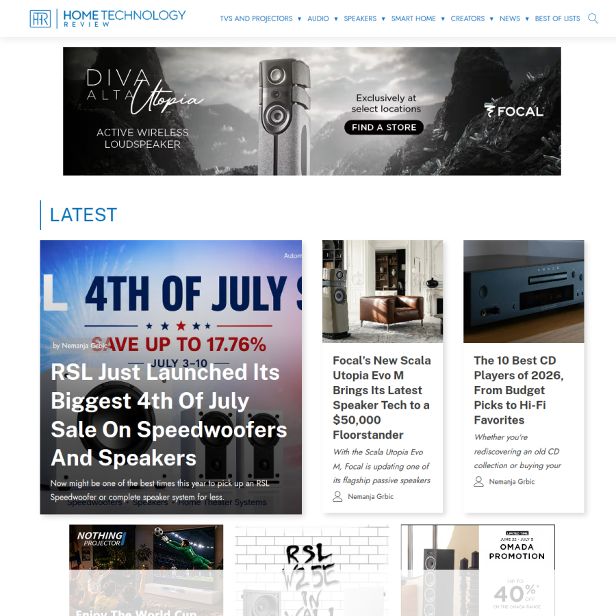 hometheaterreview.com homepage screenshot