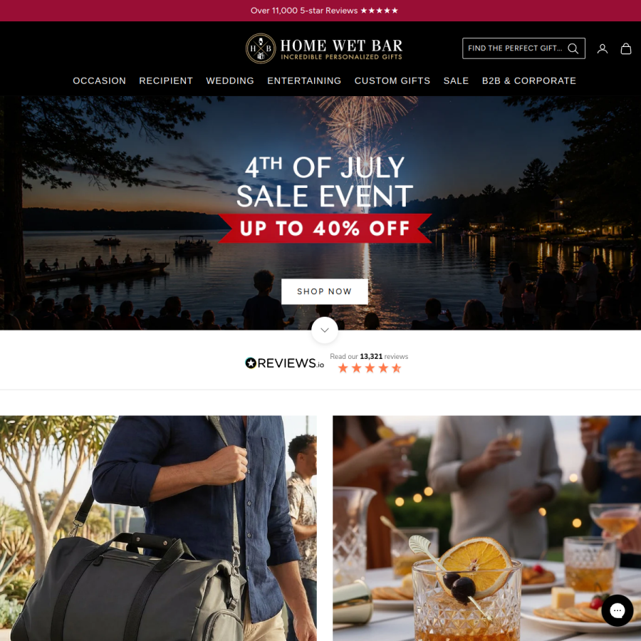 homewetbar.com homepage screenshot