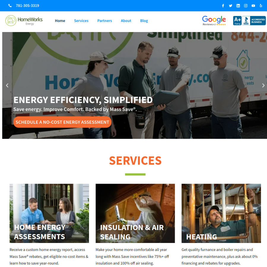 homeworksenergy.com homepage screenshot
