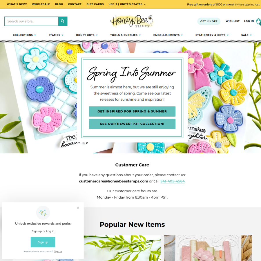 honeybeestamps.com homepage screenshot
