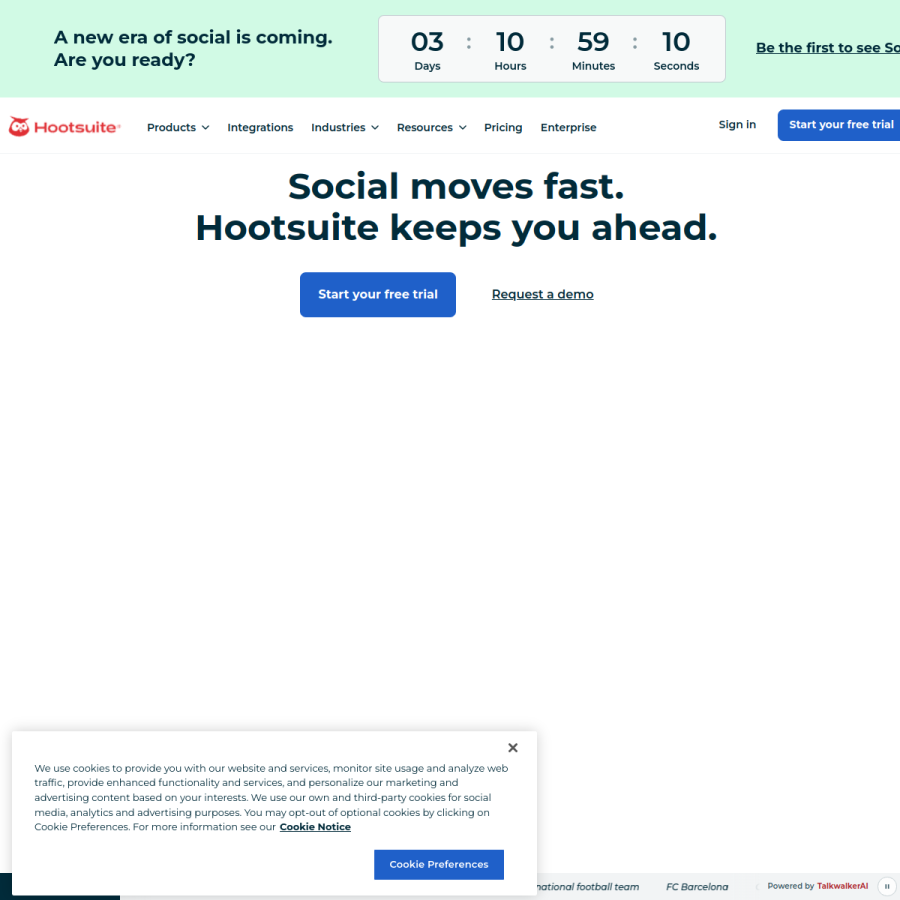 hootsuite.com homepage screenshot