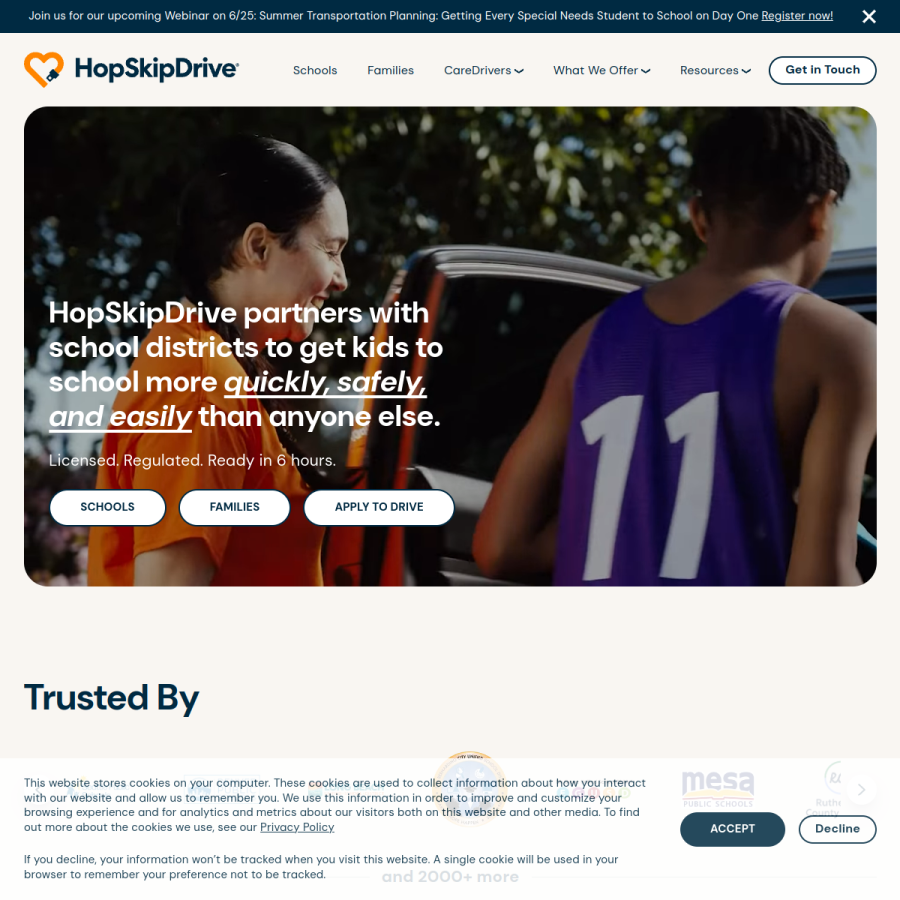 hopskipdrive.com homepage screenshot