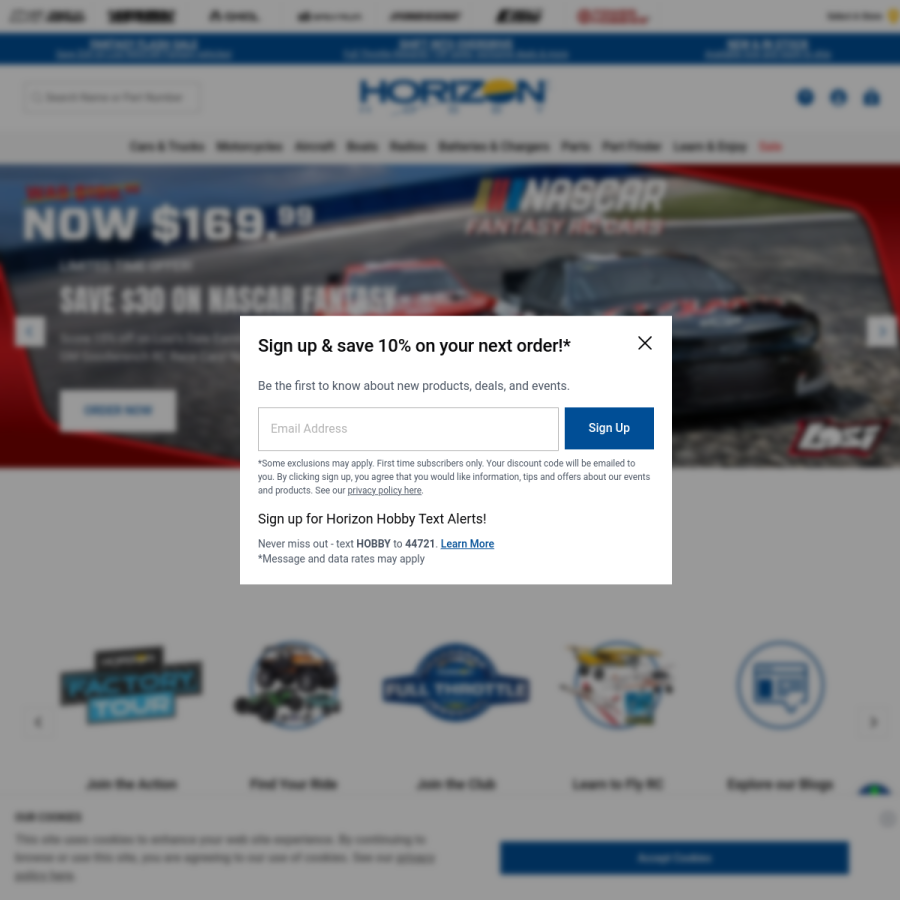 horizonhobby.com homepage screenshot