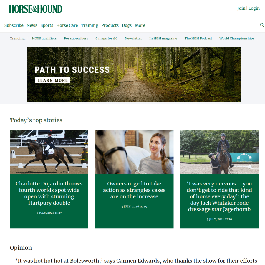 horseandhound.co.uk homepage screenshot