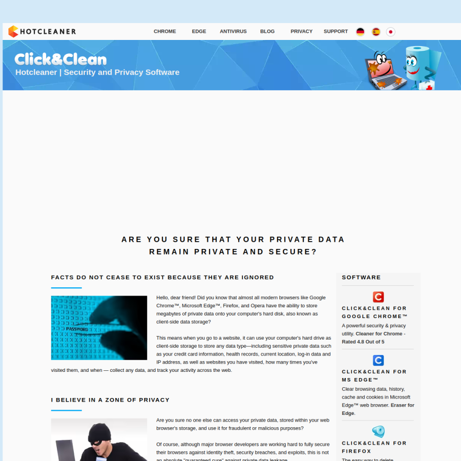 hotcleaner.com homepage screenshot