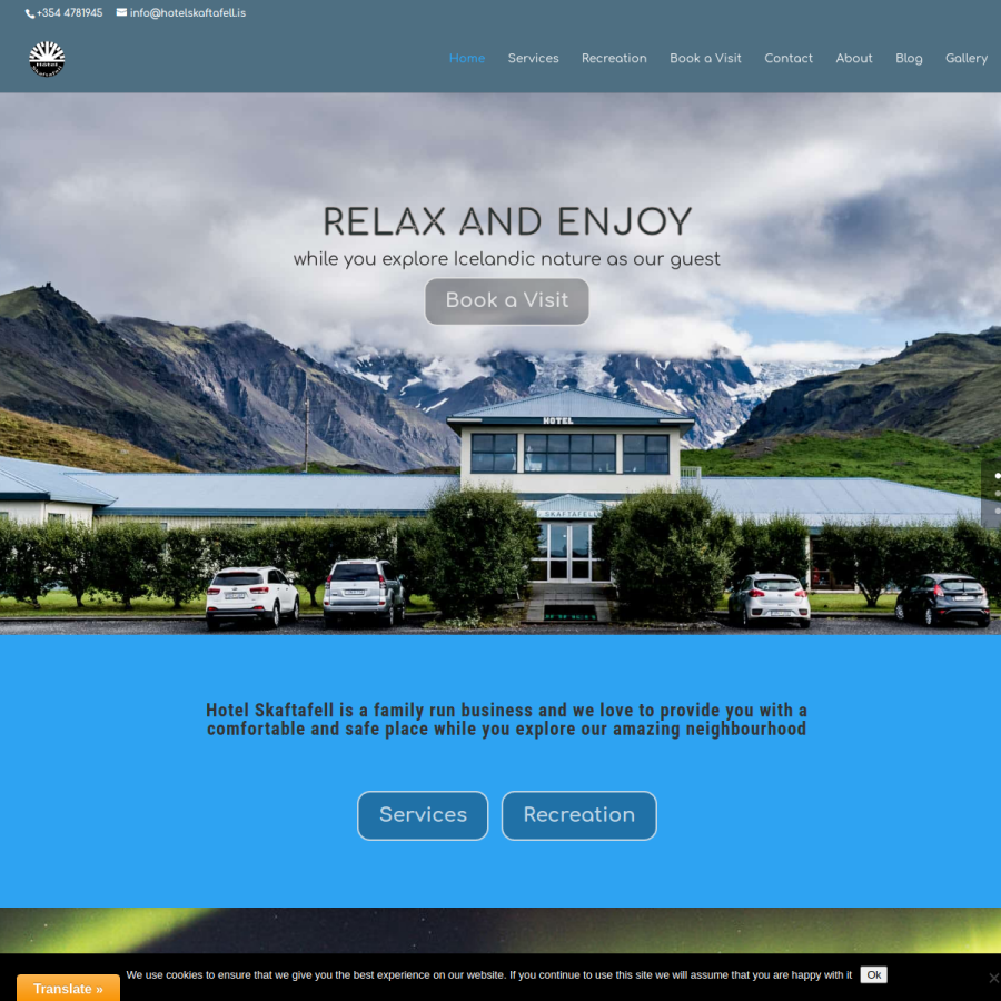 hotelskaftafell.is homepage screenshot