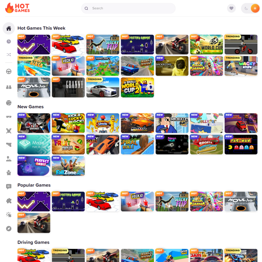 hotgames.io homepage screenshot