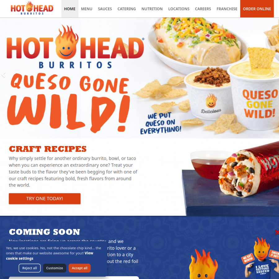 hotheadburritos.com homepage screenshot