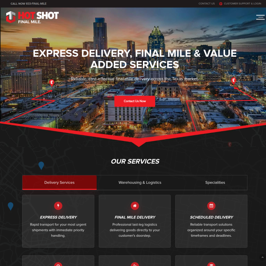 hotshotfinalmile.com homepage screenshot