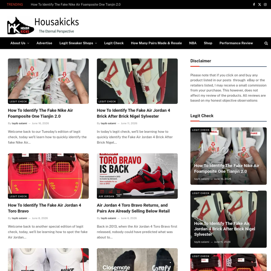 housakicks.com homepage screenshot