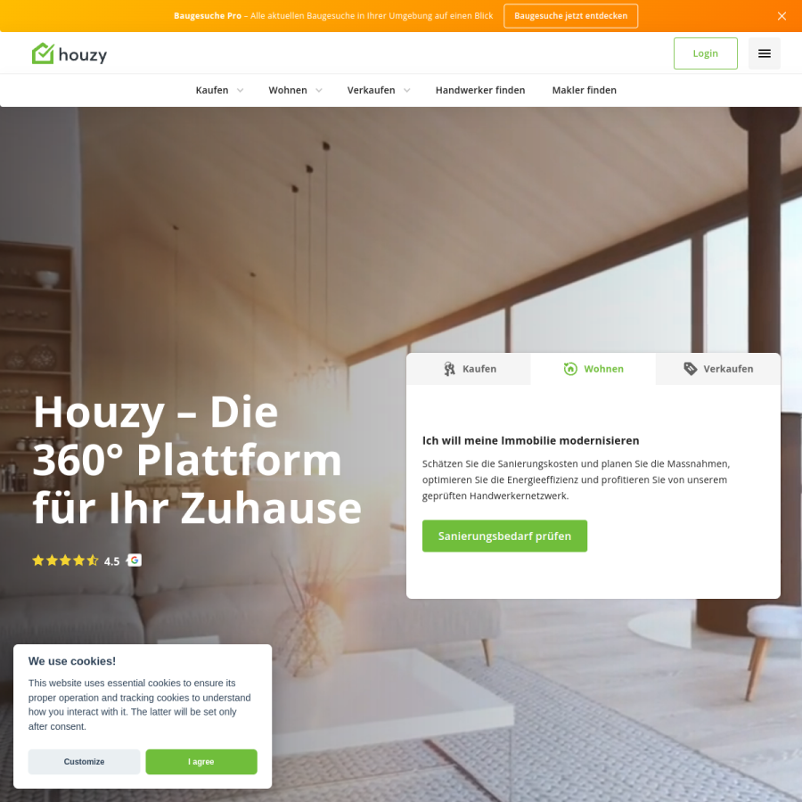 houzy.ch homepage screenshot