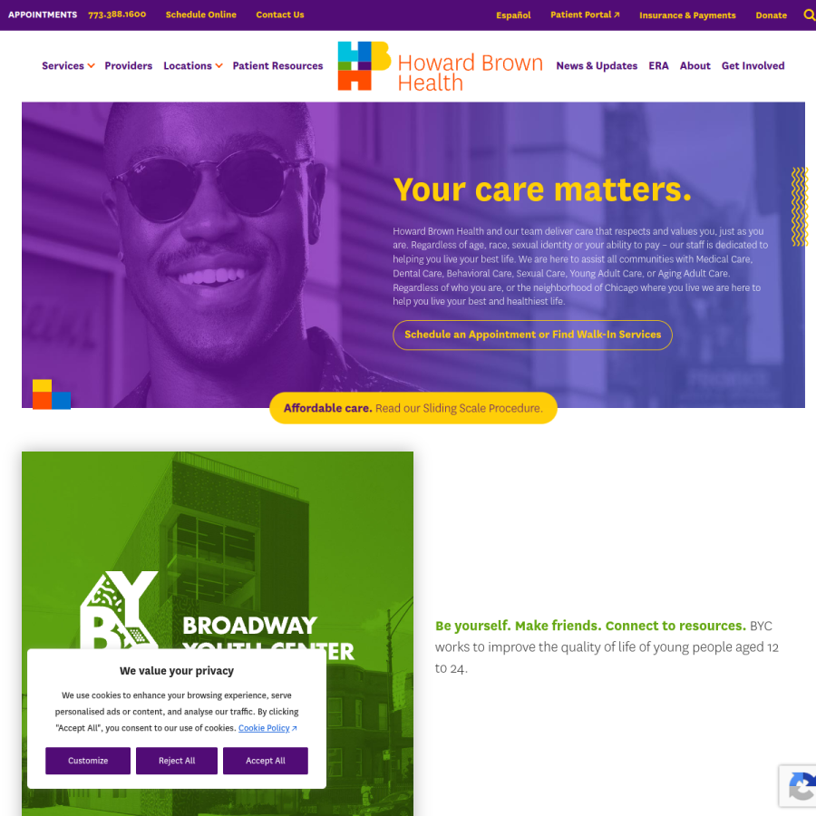 howardbrown.org homepage screenshot