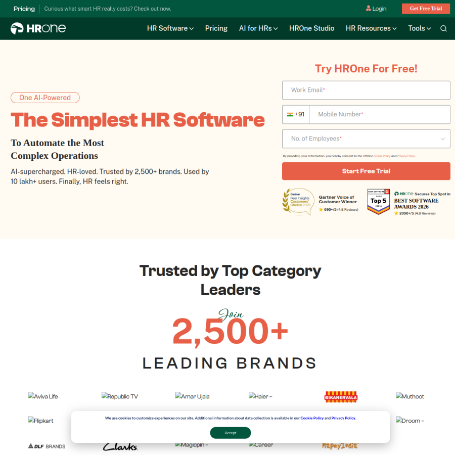 hrone.cloud homepage screenshot