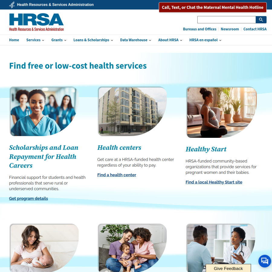 hrsa.gov homepage screenshot